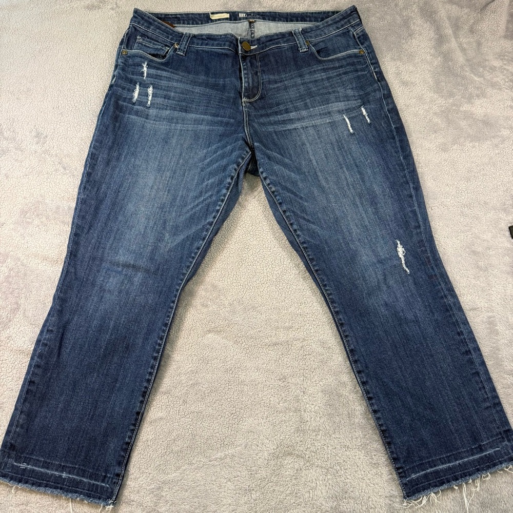 KUT from the Kloth Reese Ankle Straight Leg Jeans Women's 16 Blue Denim